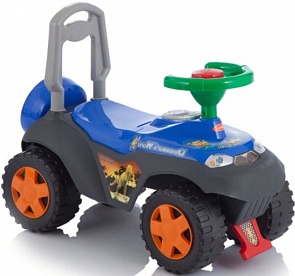 Детская синяя каталка со звуковыми и световыми эффектами Dinosauros World Tolocar (Jetem, 3101_синий)